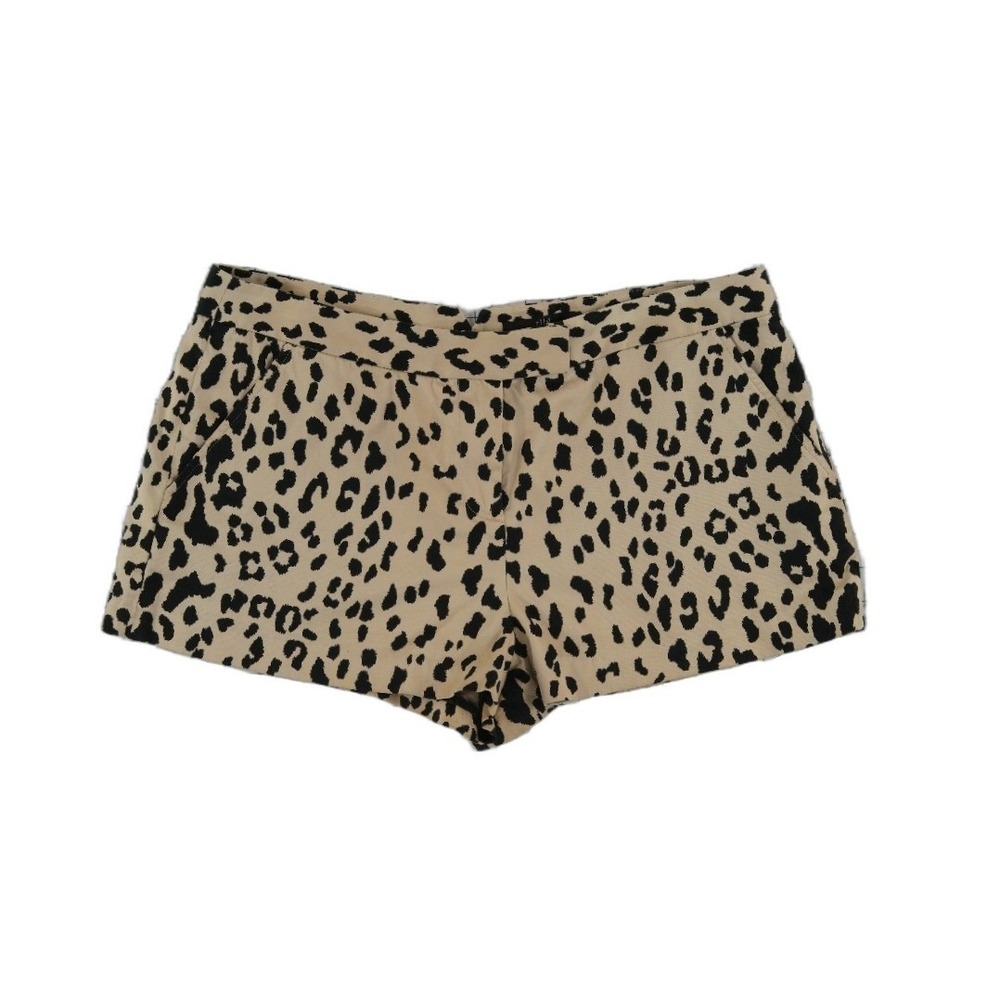 Tibi Leopard Print Shorts Women's Size 12 Tan Black Cotton Blend Cheeky
